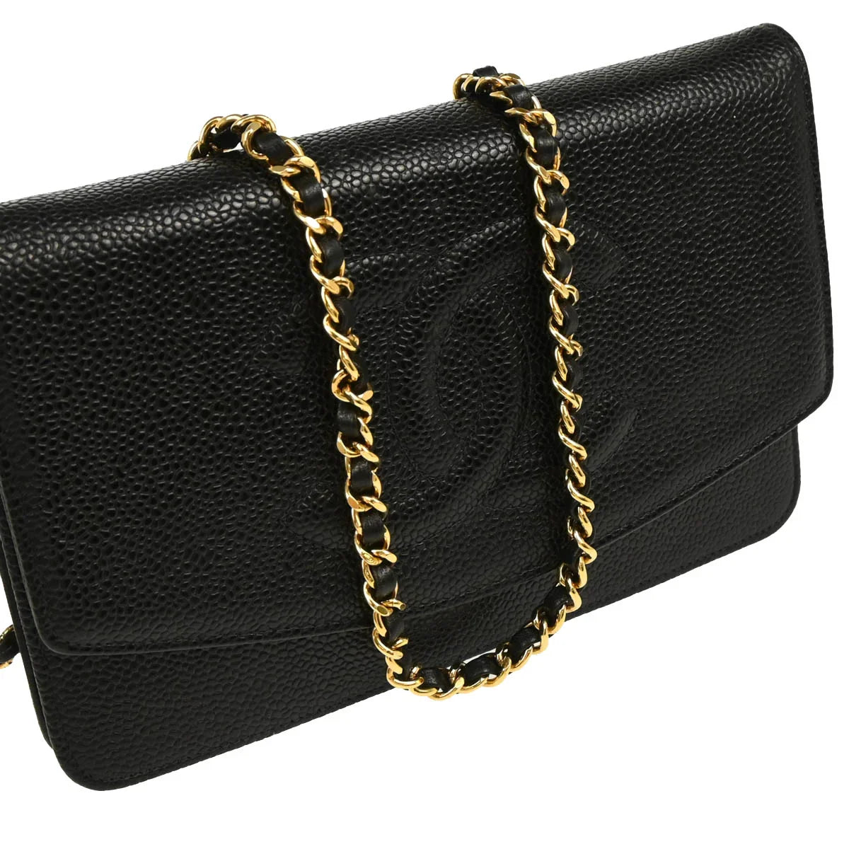 Chanel 2002-2003 Black Caviar Timeless Wallet on Chain WOC