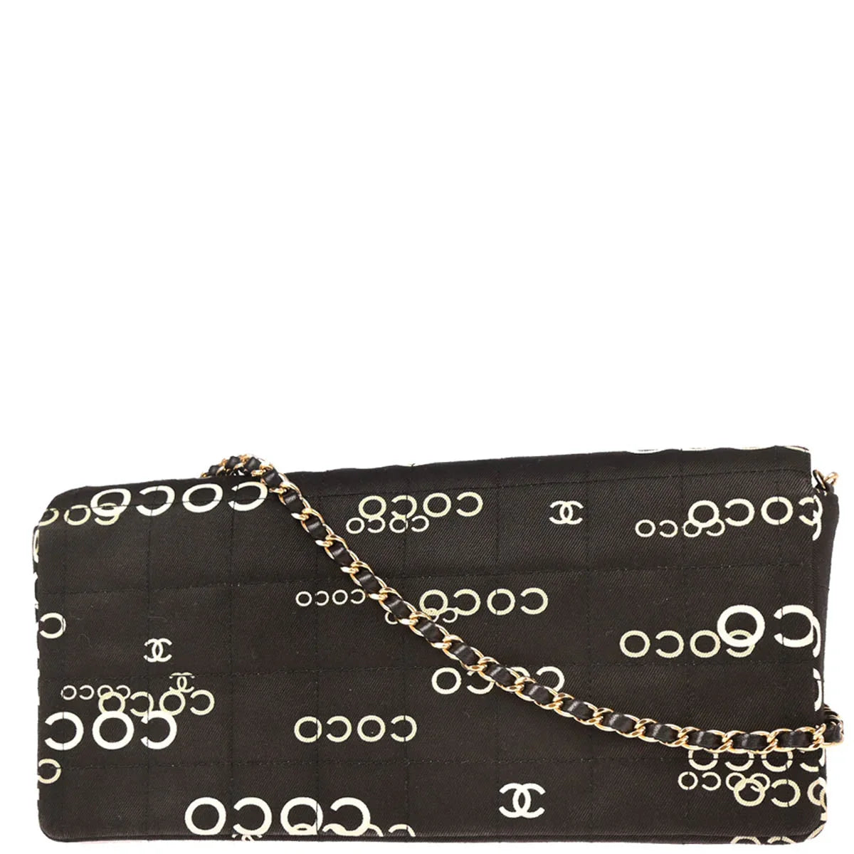 Chanel 2000-2001 Black Canvas COCO East West Choco Bar Shoulder Bag