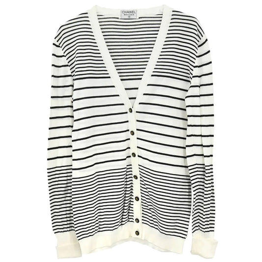 Chanel Striped Cardigan White #40