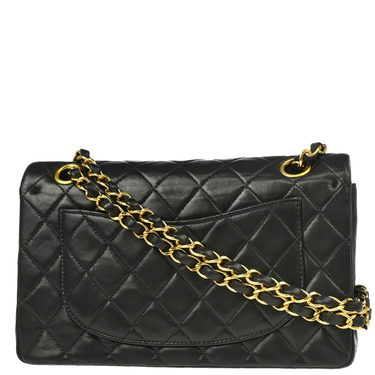 Chanel 2000-2002 Black Lambskin Small Classic Double Flap Shoulder Bag