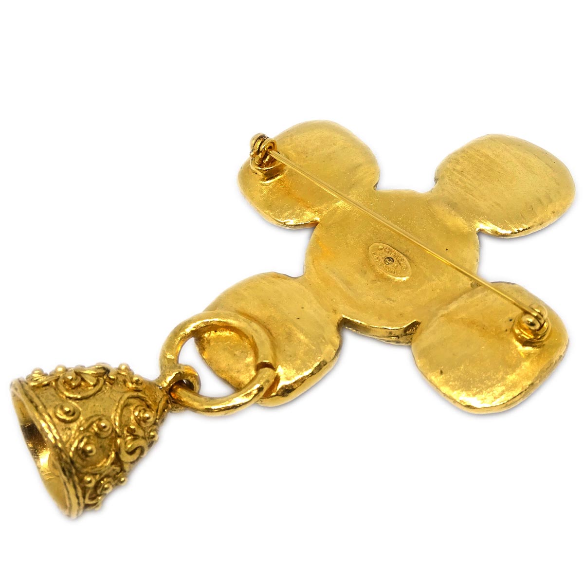 Chanel Gripoix Brooch Pin Gold Red 94A
