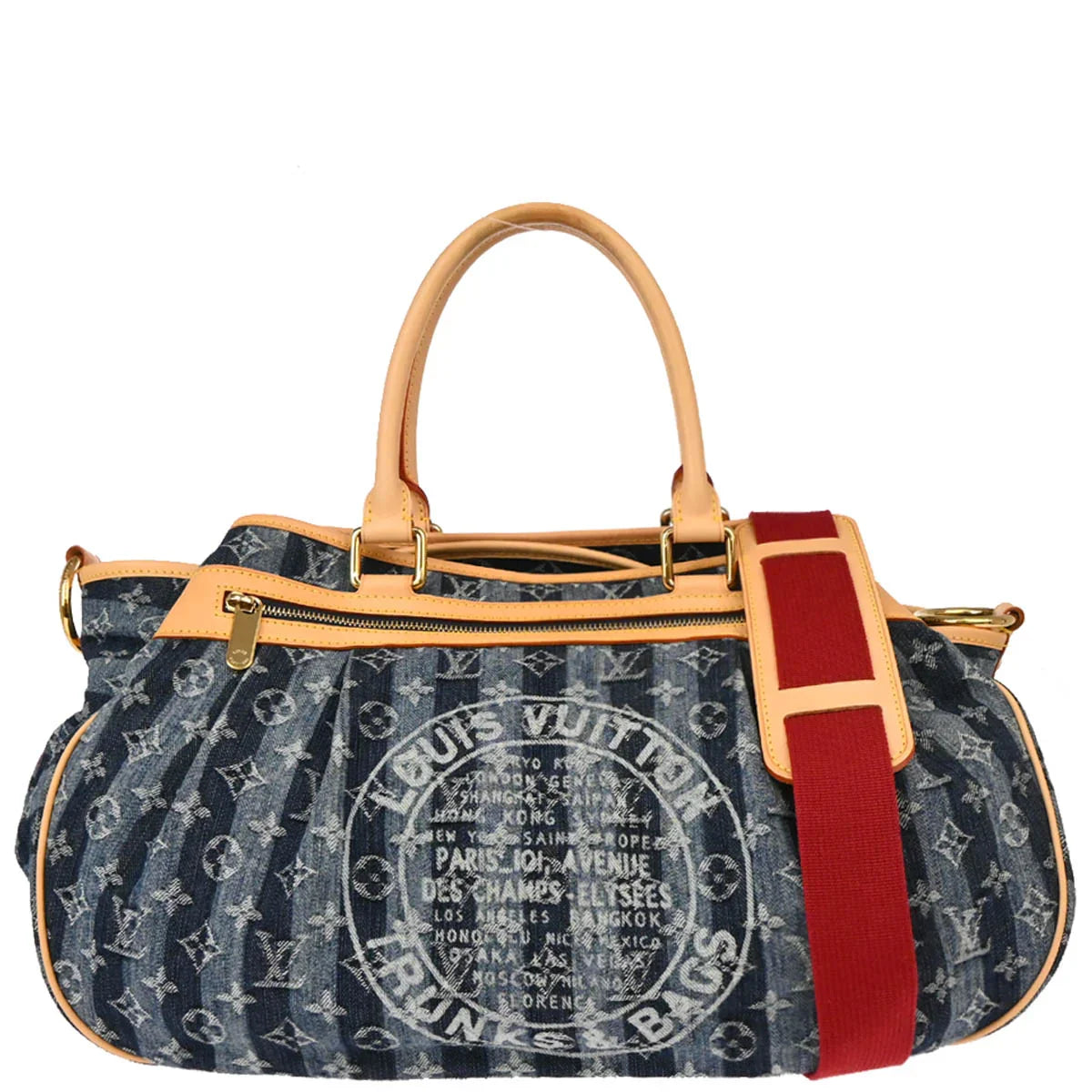 Louis Vuitton 2006 Blue Monogram Denim Cabas Raye GM 2way Shoulder Tote
