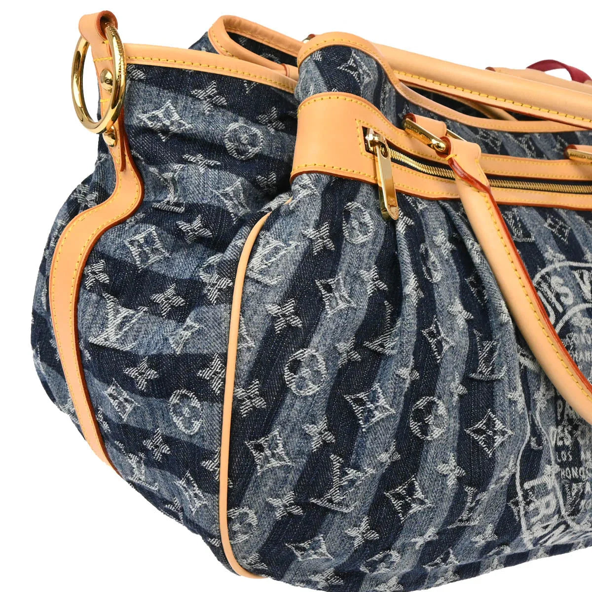 Louis Vuitton 2006 Blue Monogram Denim Cabas Raye GM 2way Shoulder Tote