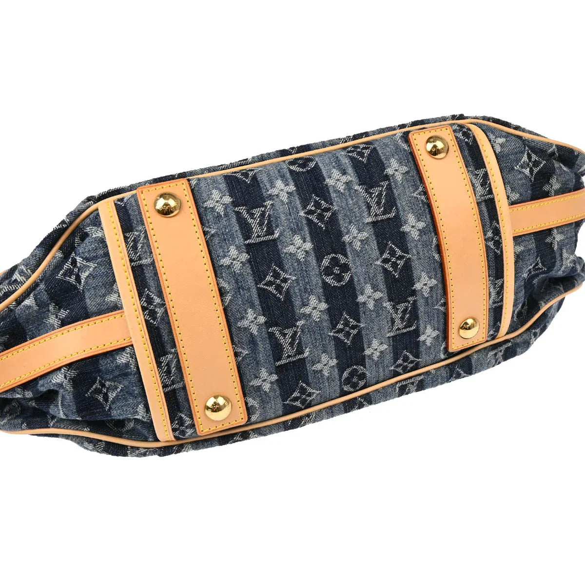 Louis Vuitton 2006 Blue Monogram Denim Cabas Raye GM 2way Shoulder Tote