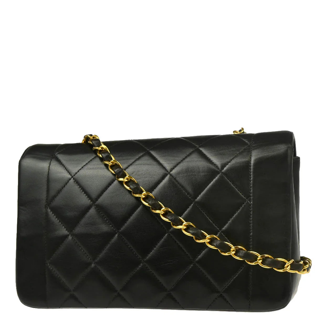 Chanel 1996-1997 Black Lambskin Small Diana Shoulder Bag