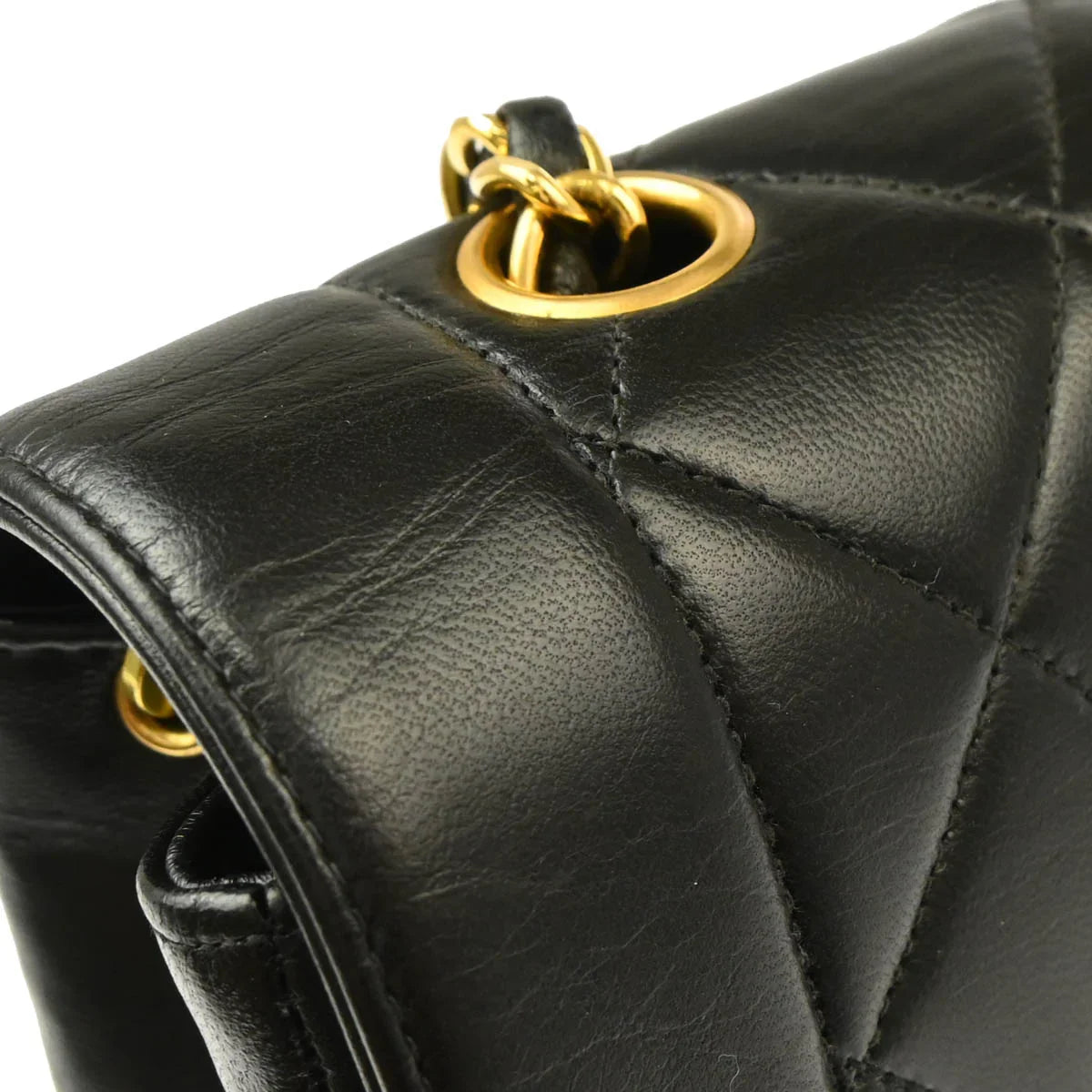 Chanel 1996-1997 Black Lambskin Small Diana Shoulder Bag