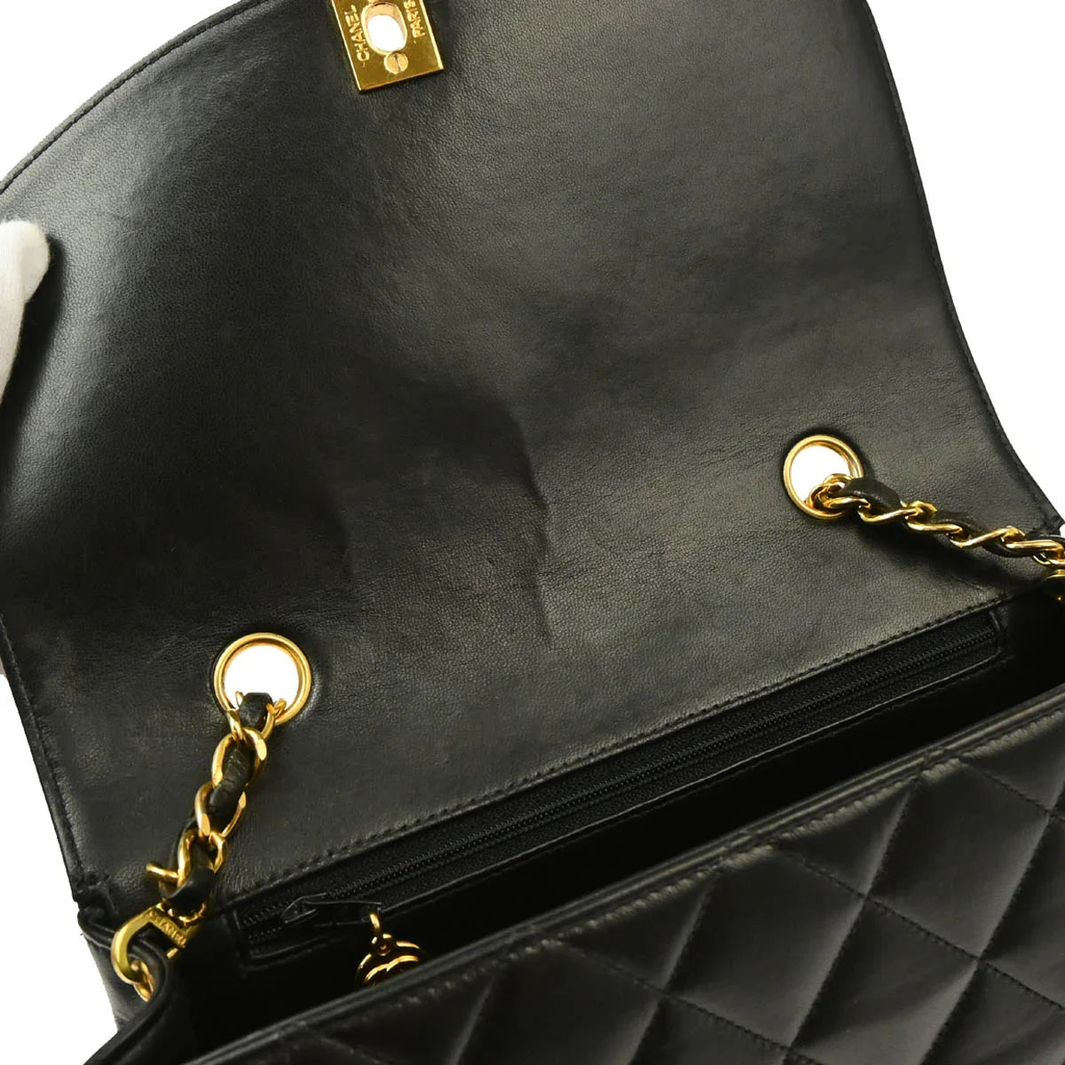 Chanel 1996-1997 Black Lambskin Small Diana Shoulder Bag