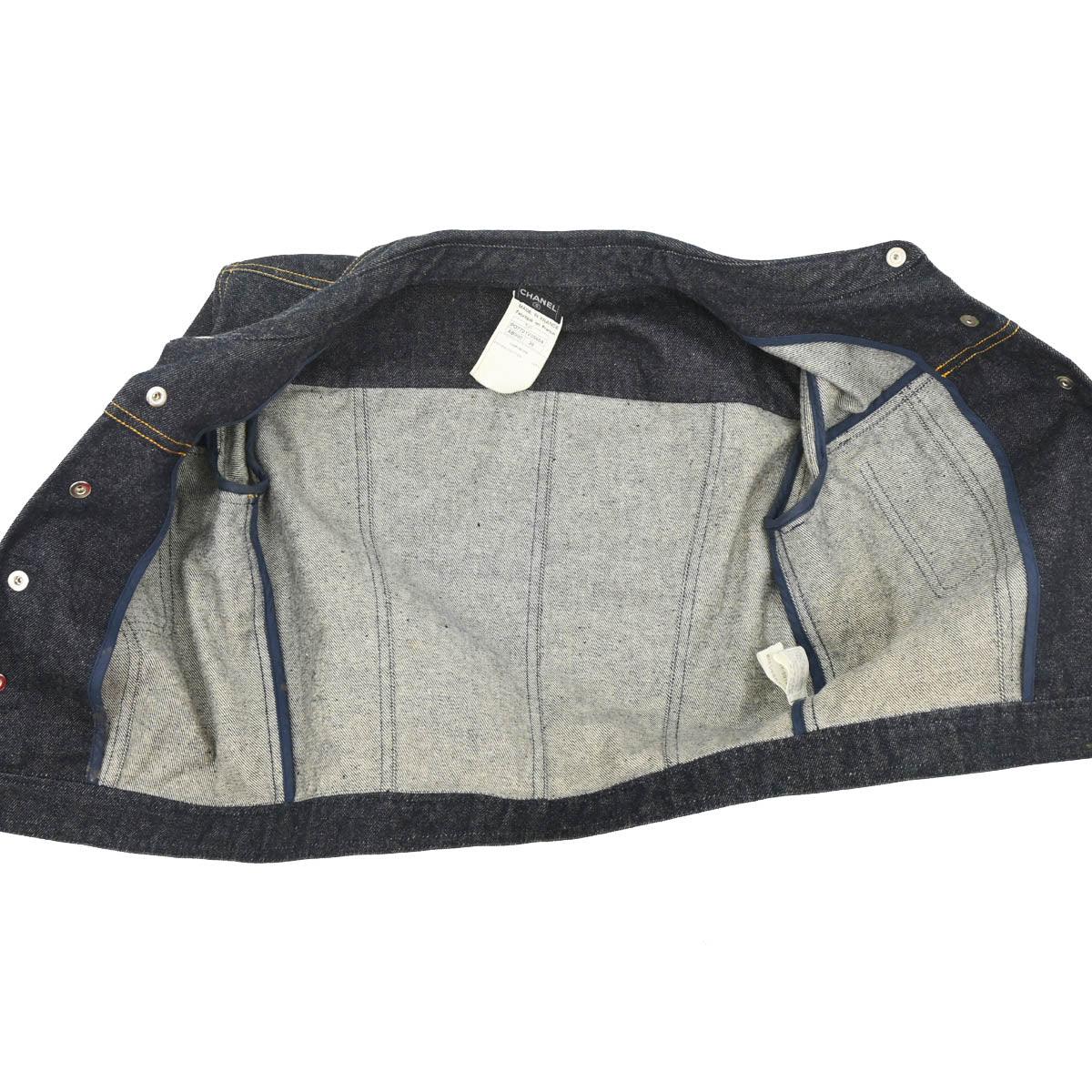 Chanel 1997 Single Breasted Short Sleeve Denim Jacket #38