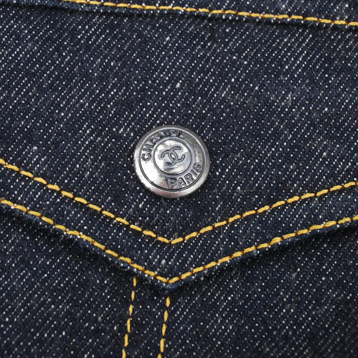 Chanel 1997 Single Breasted Short Sleeve Denim Jacket #38