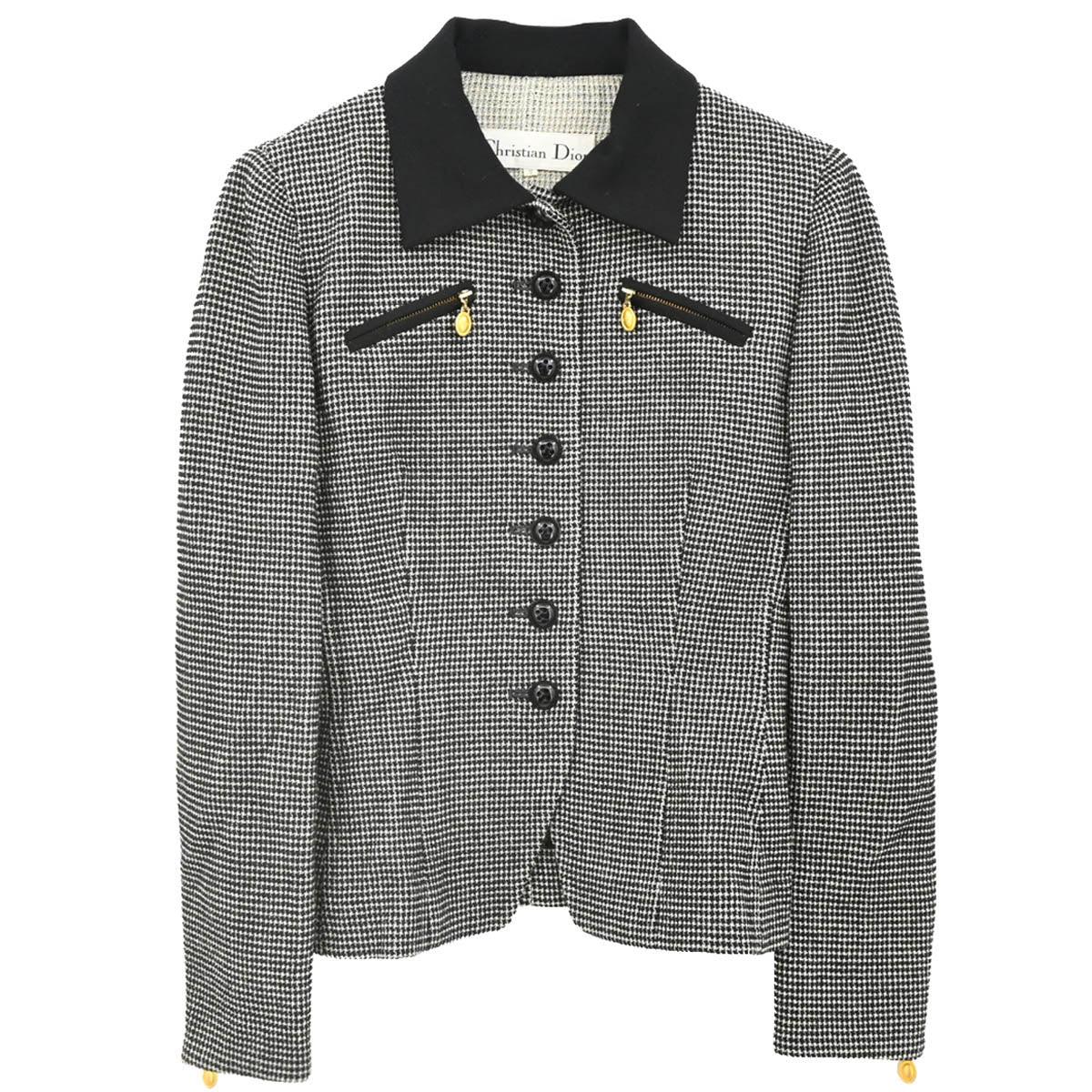 Christian Dior 1980s Houndstooth Check Single Breasted Jacket #34 - #36