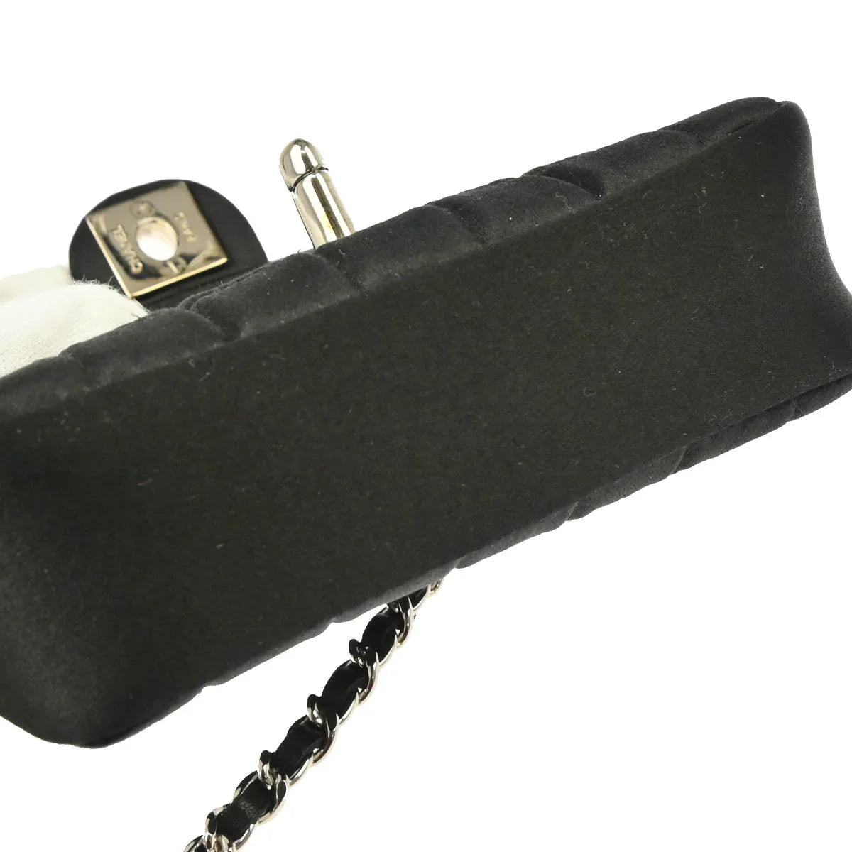 Chanel 2005-2006 Black Satin Choco Bar Lipstick Shoulder Bag
