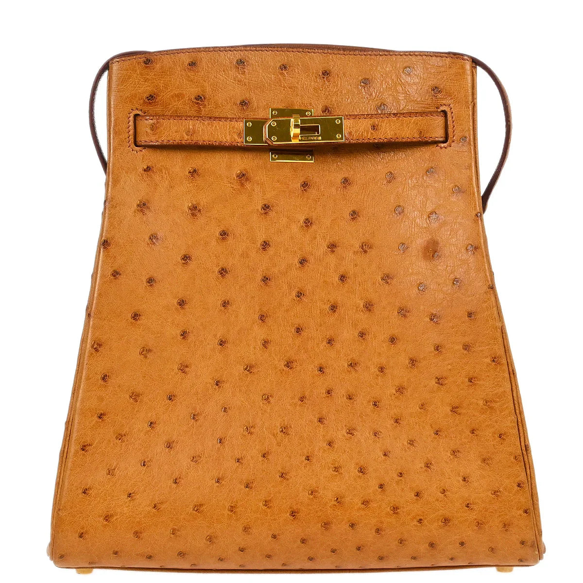 Hermes 2002 * Chestnut Ostrich Kelly Sport MM Shoulder Bag