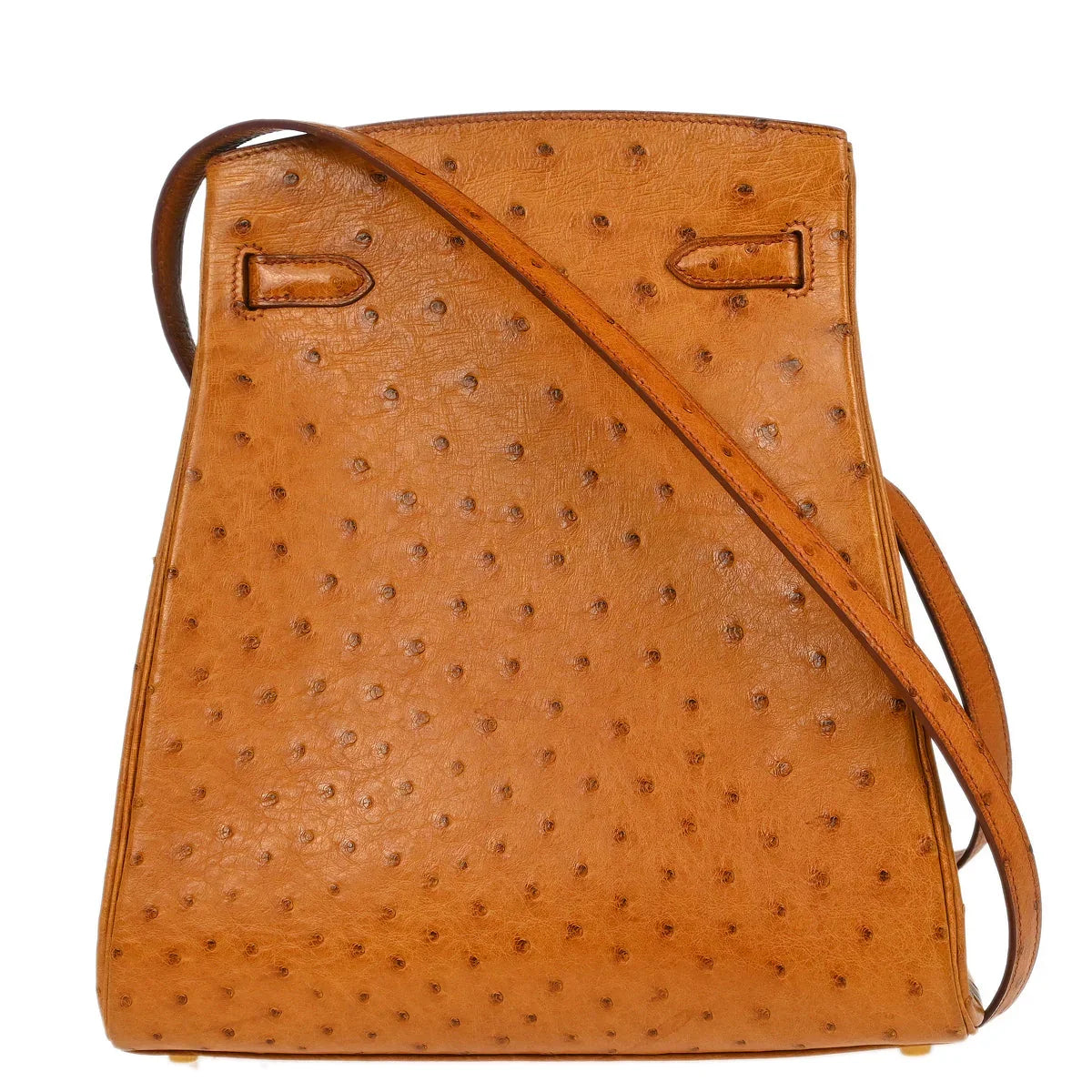 Hermes 2002 * Chestnut Ostrich Kelly Sport MM Shoulder Bag