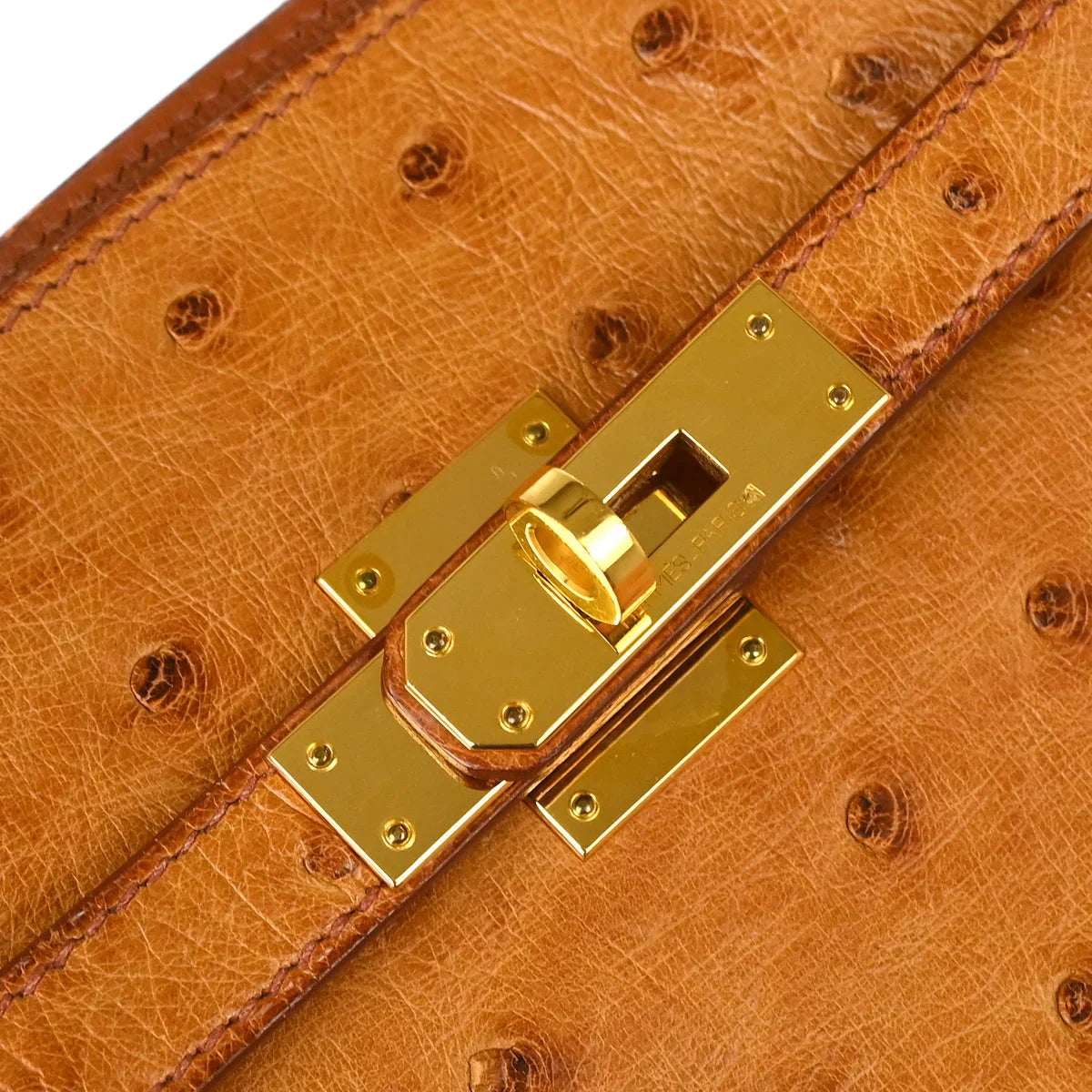 Hermes 2002 * Chestnut Ostrich Kelly Sport MM Shoulder Bag