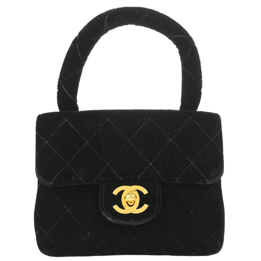 Chanel 1991-1994 Black Velvet Mini Square Handbag