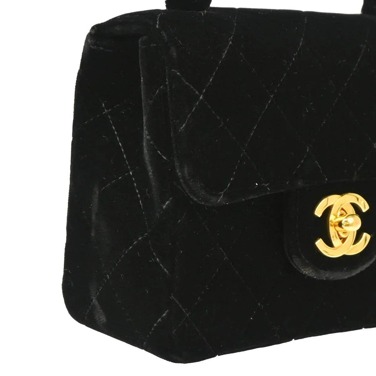 Chanel 1991-1994 Black Velvet Mini Square Handbag
