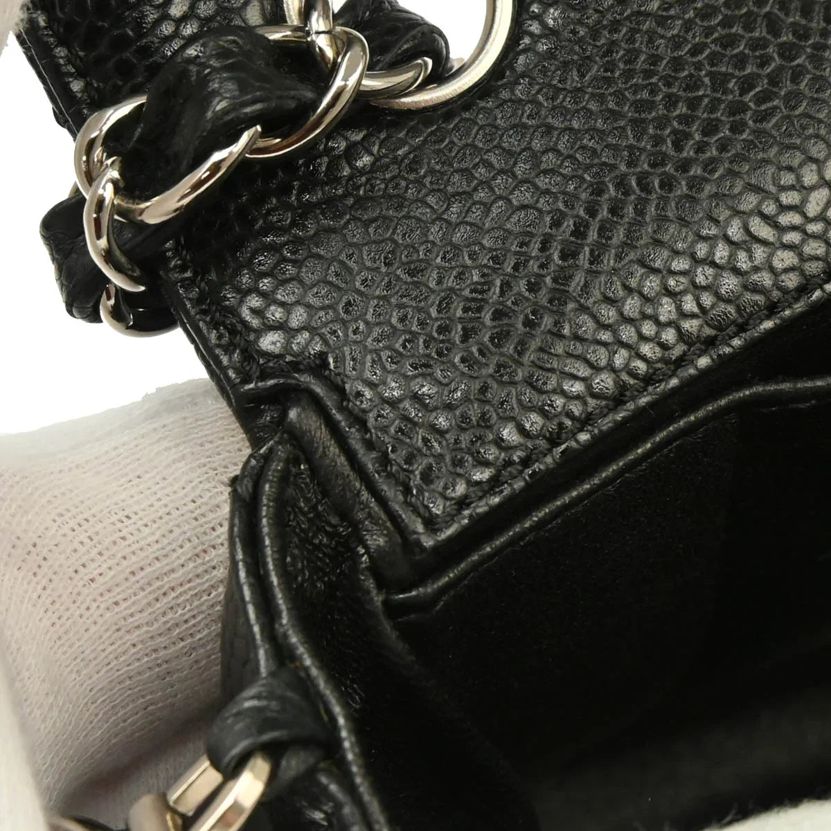Chanel 2005-2006 Black Caviar East West Shoulder Bag