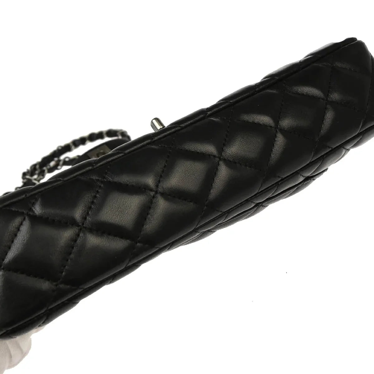 Chanel 2008-2009 Black Lambskin East West Shoulder Bag