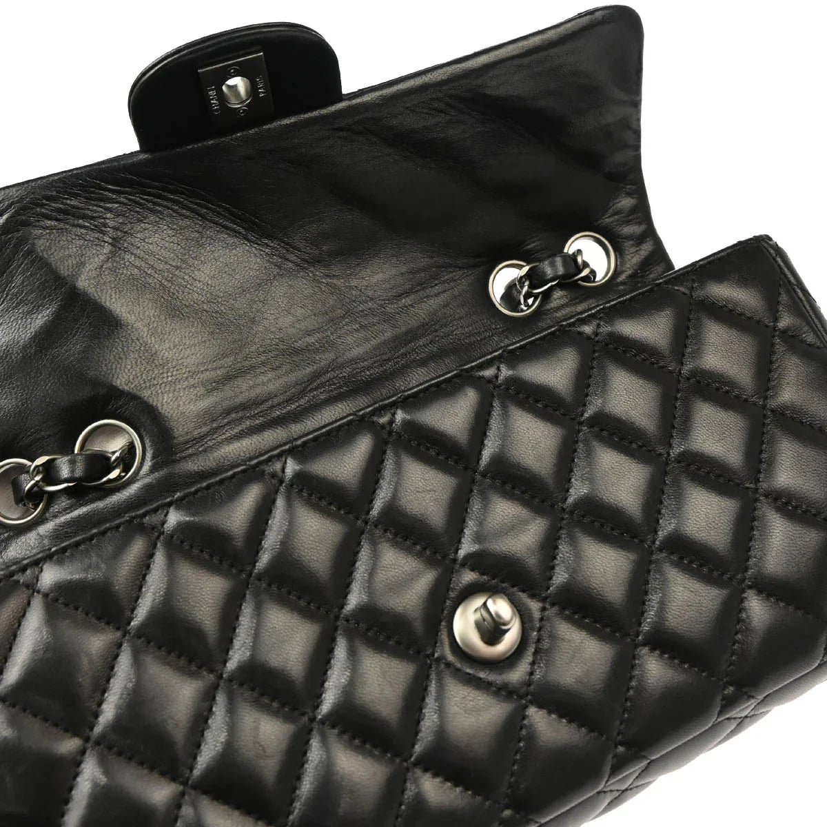 Chanel 2008-2009 Black Lambskin East West Shoulder Bag