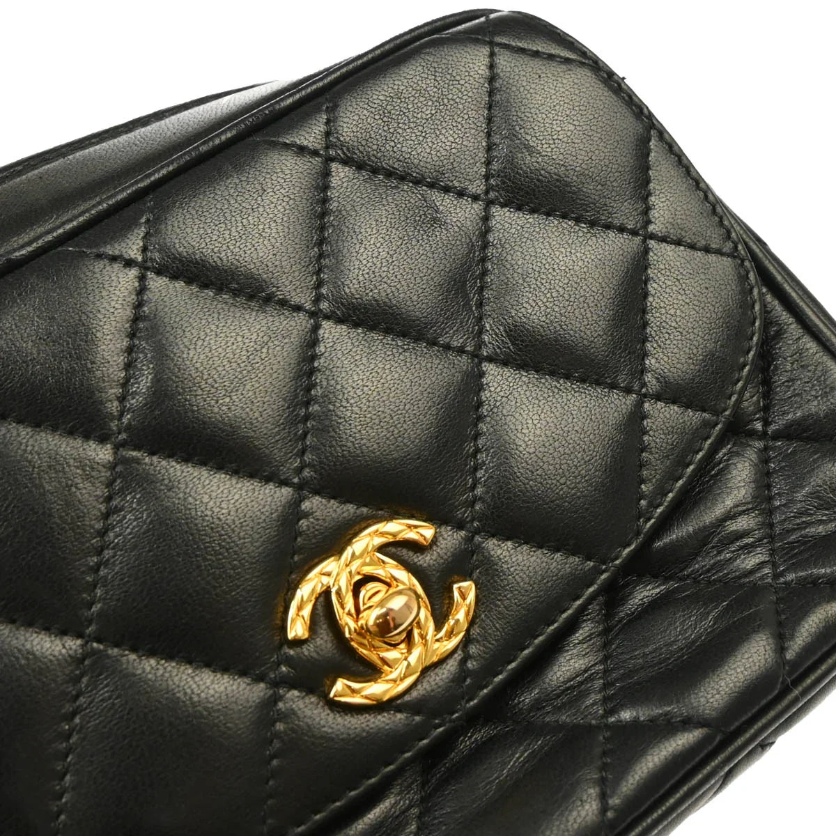 Chanel 1991-1994 Black Lambskin Camera Bag Mini