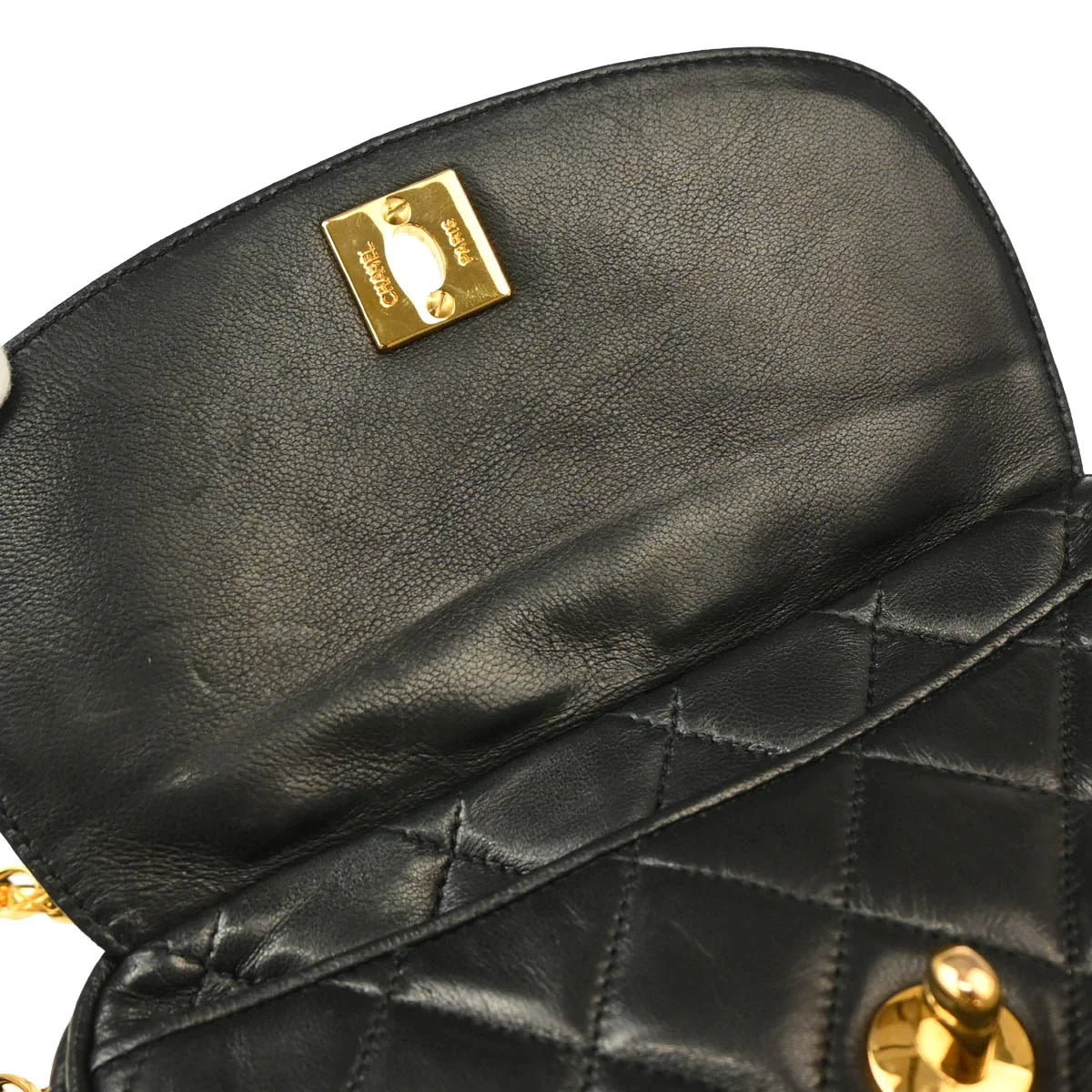 Chanel 1991-1994 Black Lambskin Camera Bag Mini
