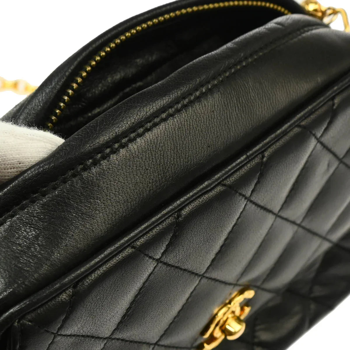 Chanel 1991-1994 Black Lambskin Camera Bag Mini