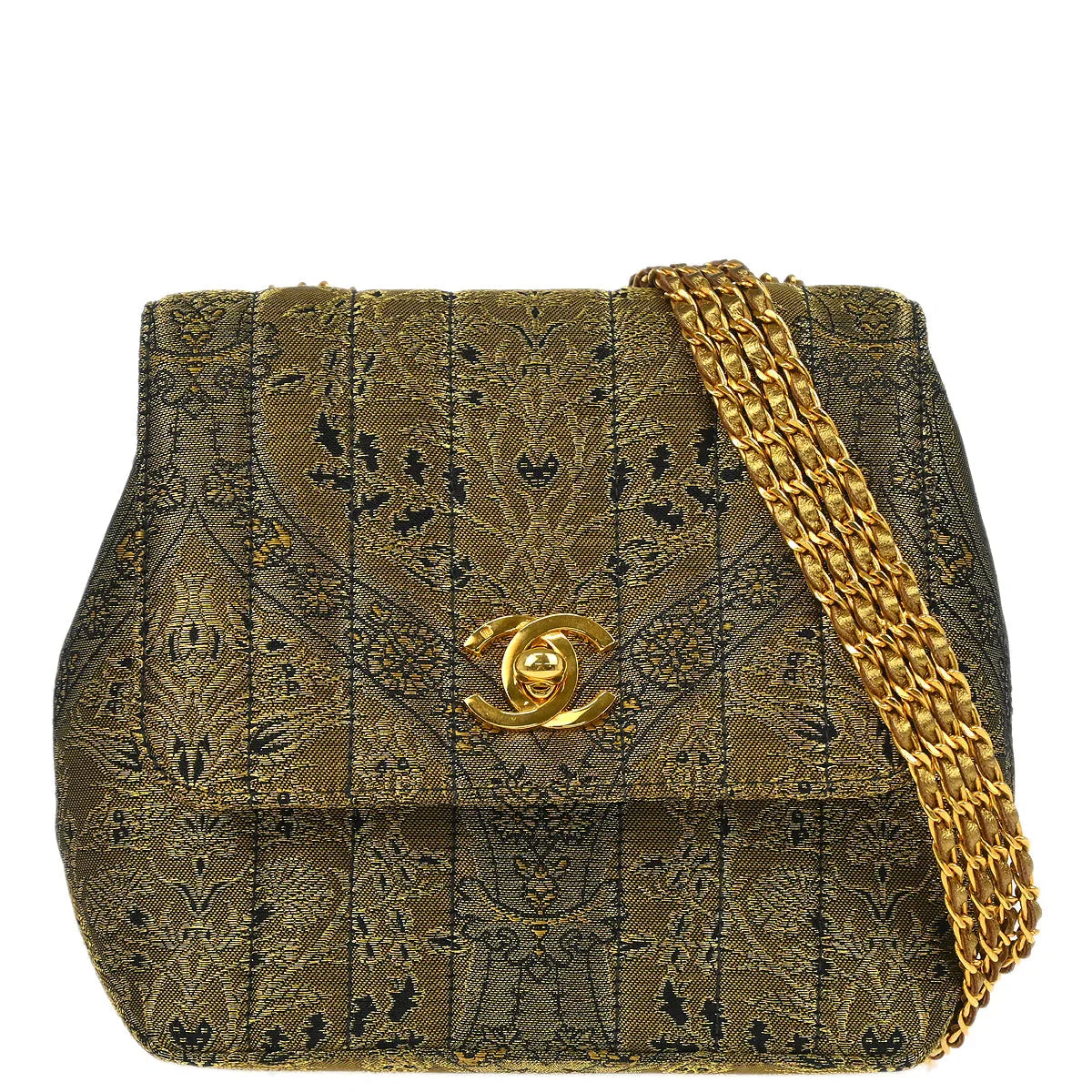 Chanel * 1994-1996 Green Nishijin Brocade Shoulder Bag