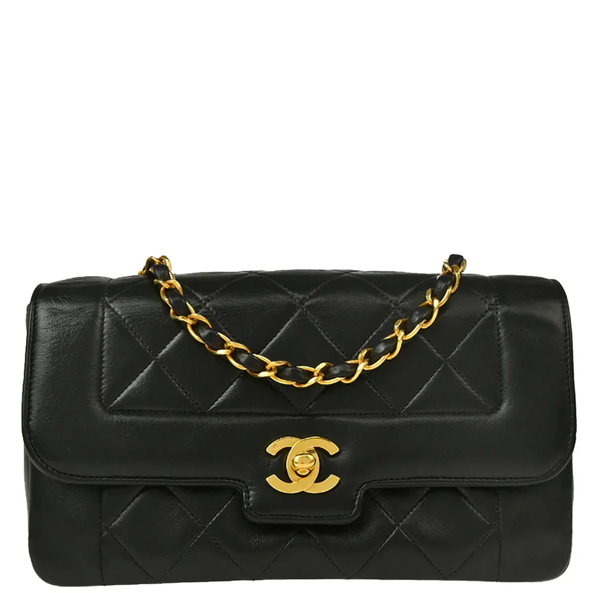 Chanel 1989-1991 Black Lambskin Shoulder Bag