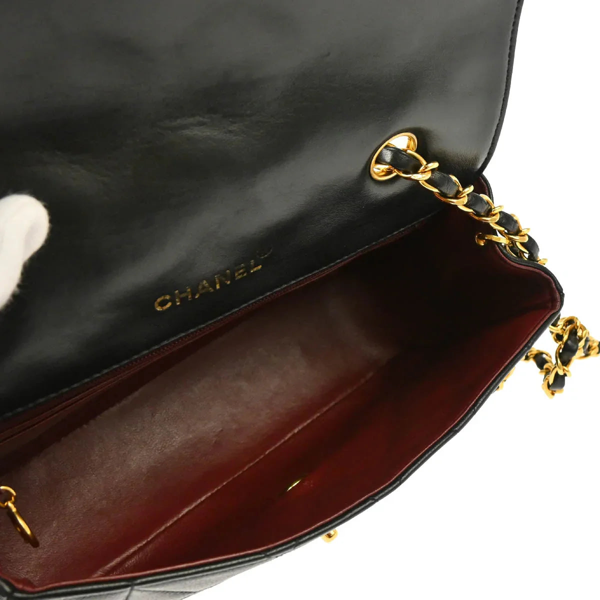 Chanel 1989-1991 Black Lambskin Shoulder Bag