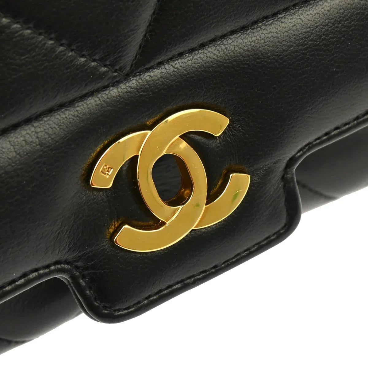 Chanel 1989-1991 Black Lambskin Shoulder Bag