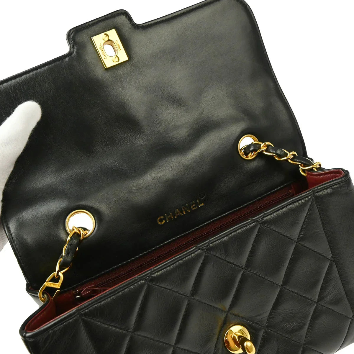 Chanel 1989-1991 Black Lambskin Shoulder Bag