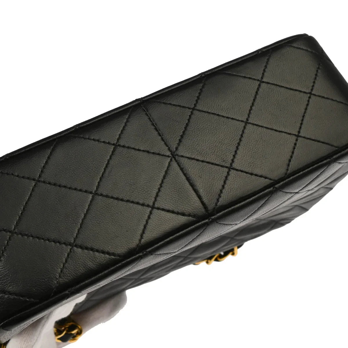 Chanel 1991-1994 Black Lambskin Classic Square Flap Shoulder Bag