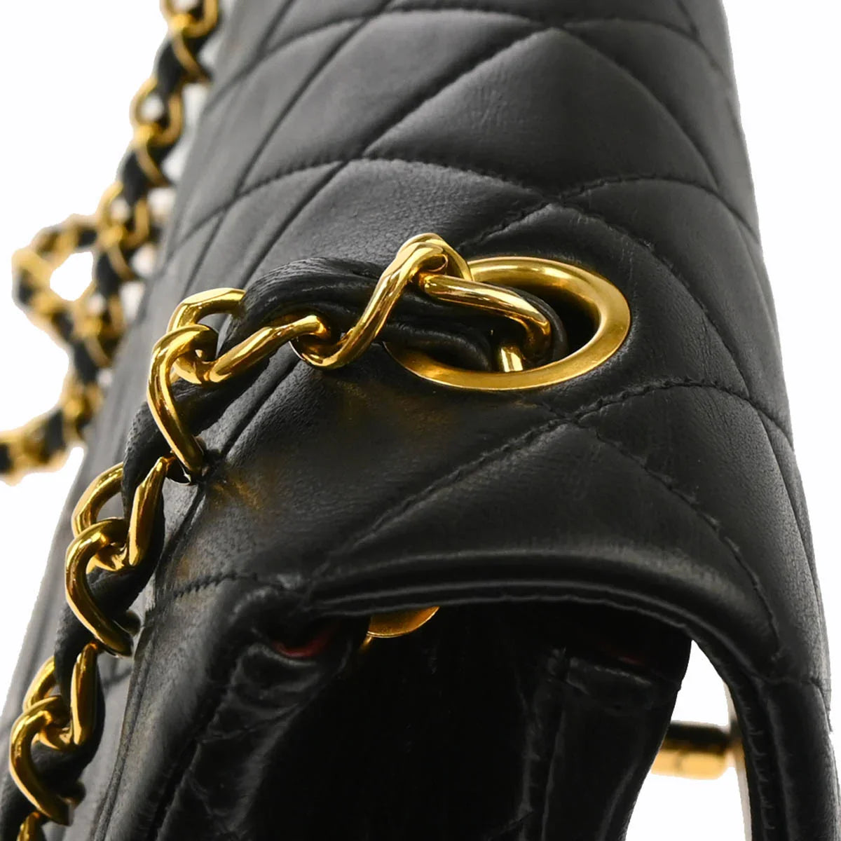 Chanel 1991-1994 Black Lambskin Classic Square Flap Shoulder Bag