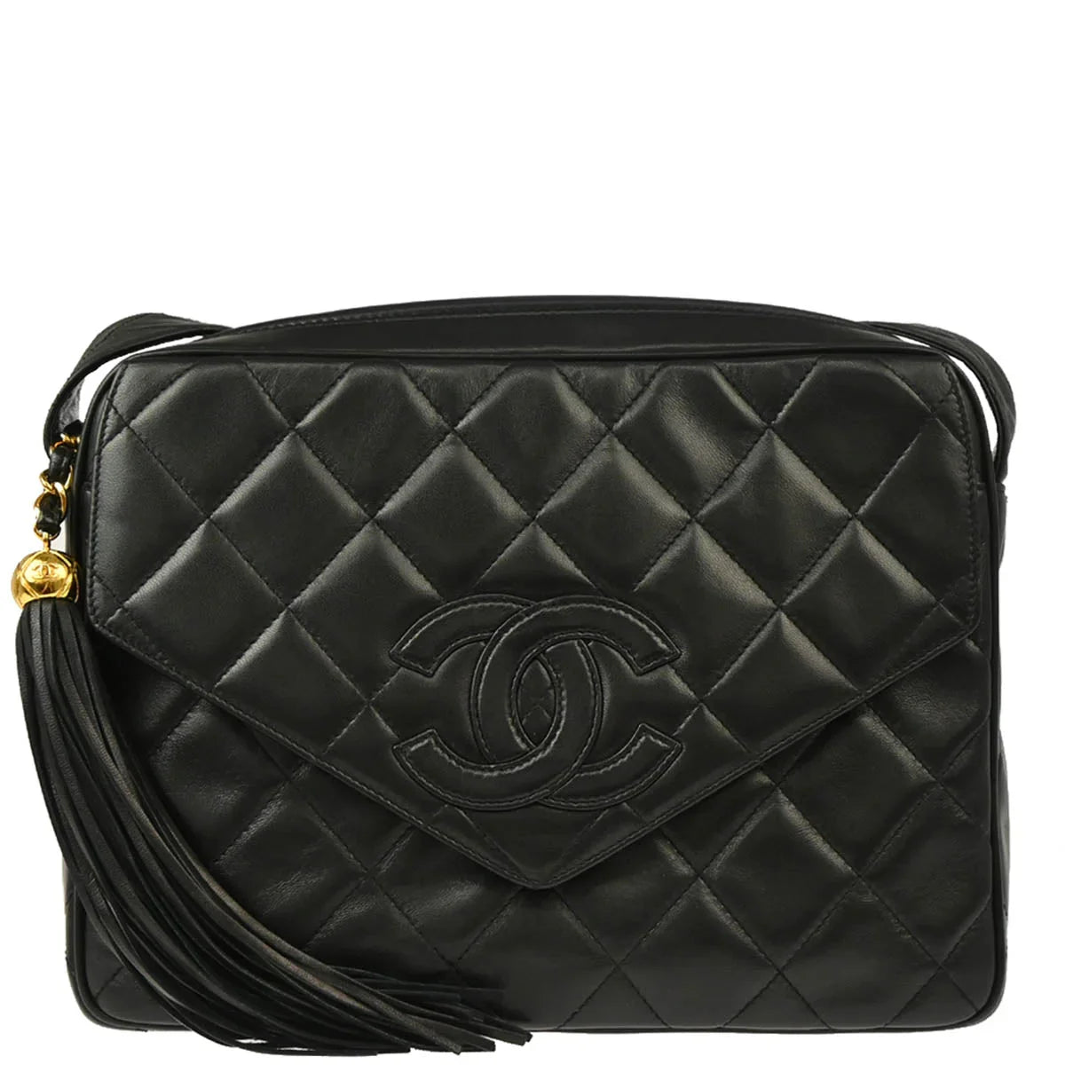 Chanel 1994-1996 Black Lambskin Camera Bag Large