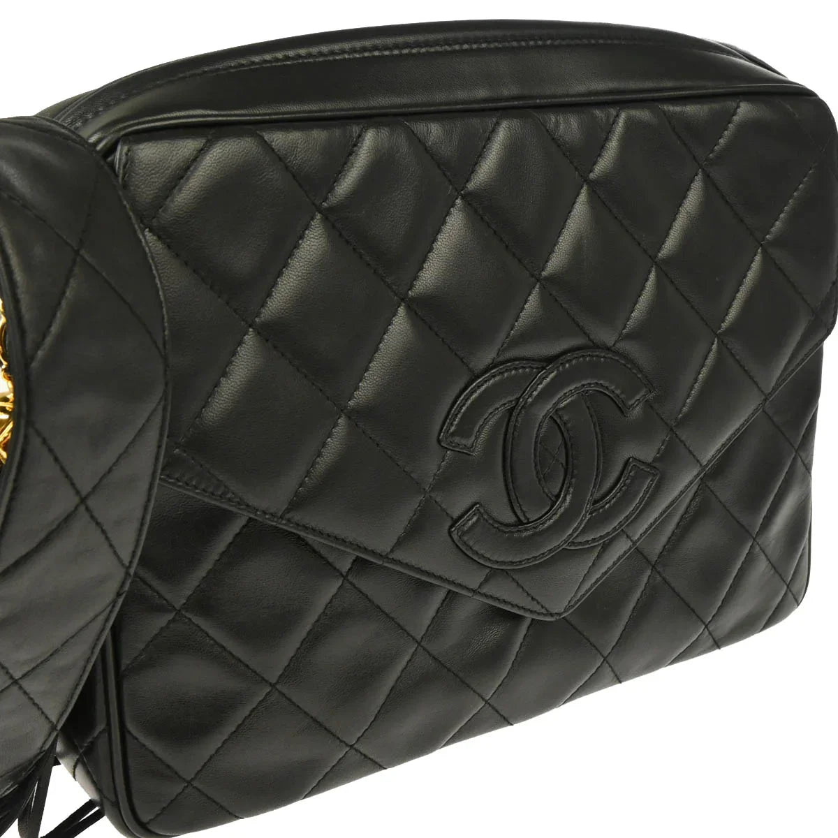 Chanel 1994-1996 Black Lambskin Camera Bag Large