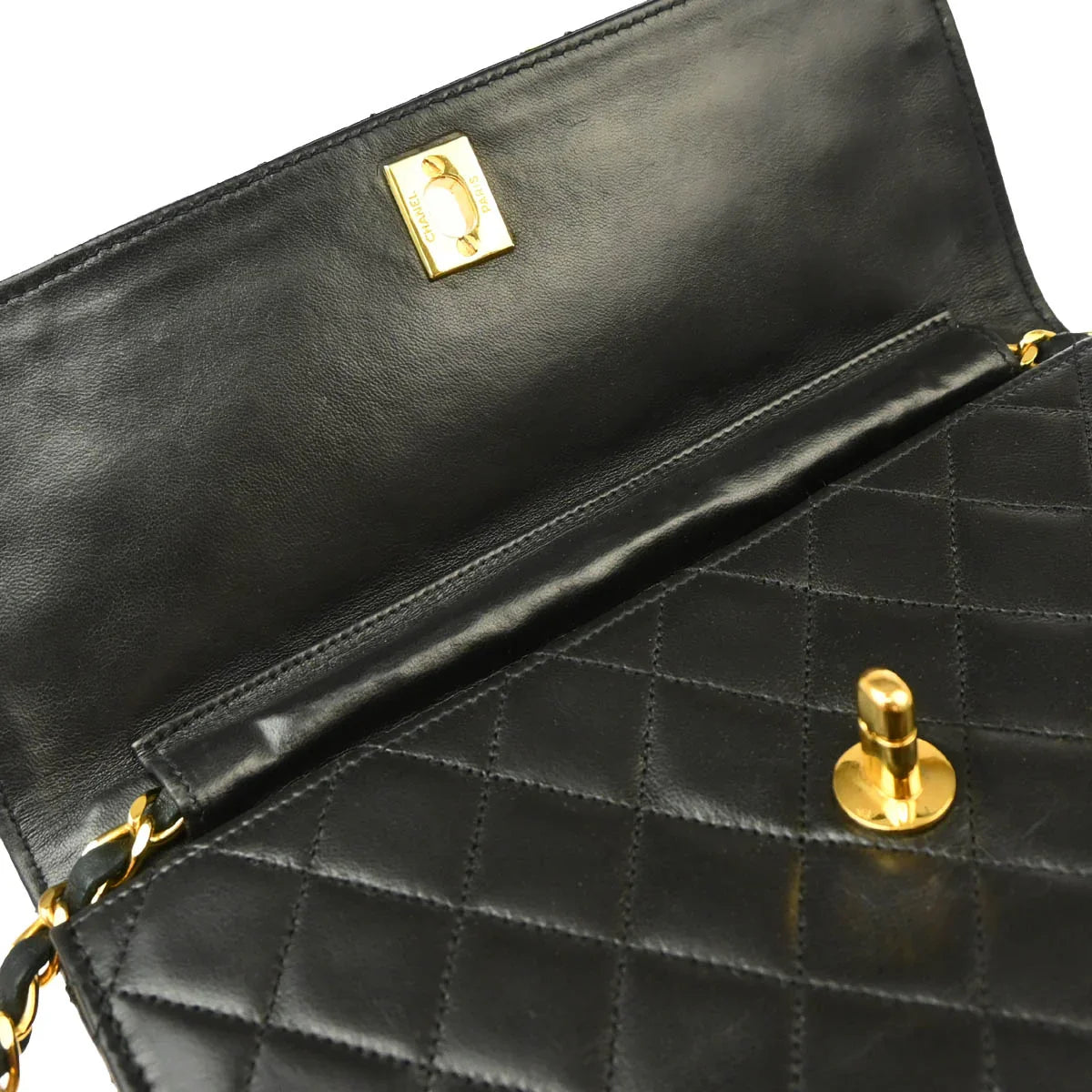 Chanel 1986-1988 Black Lambskin 2way Shoulder Bag