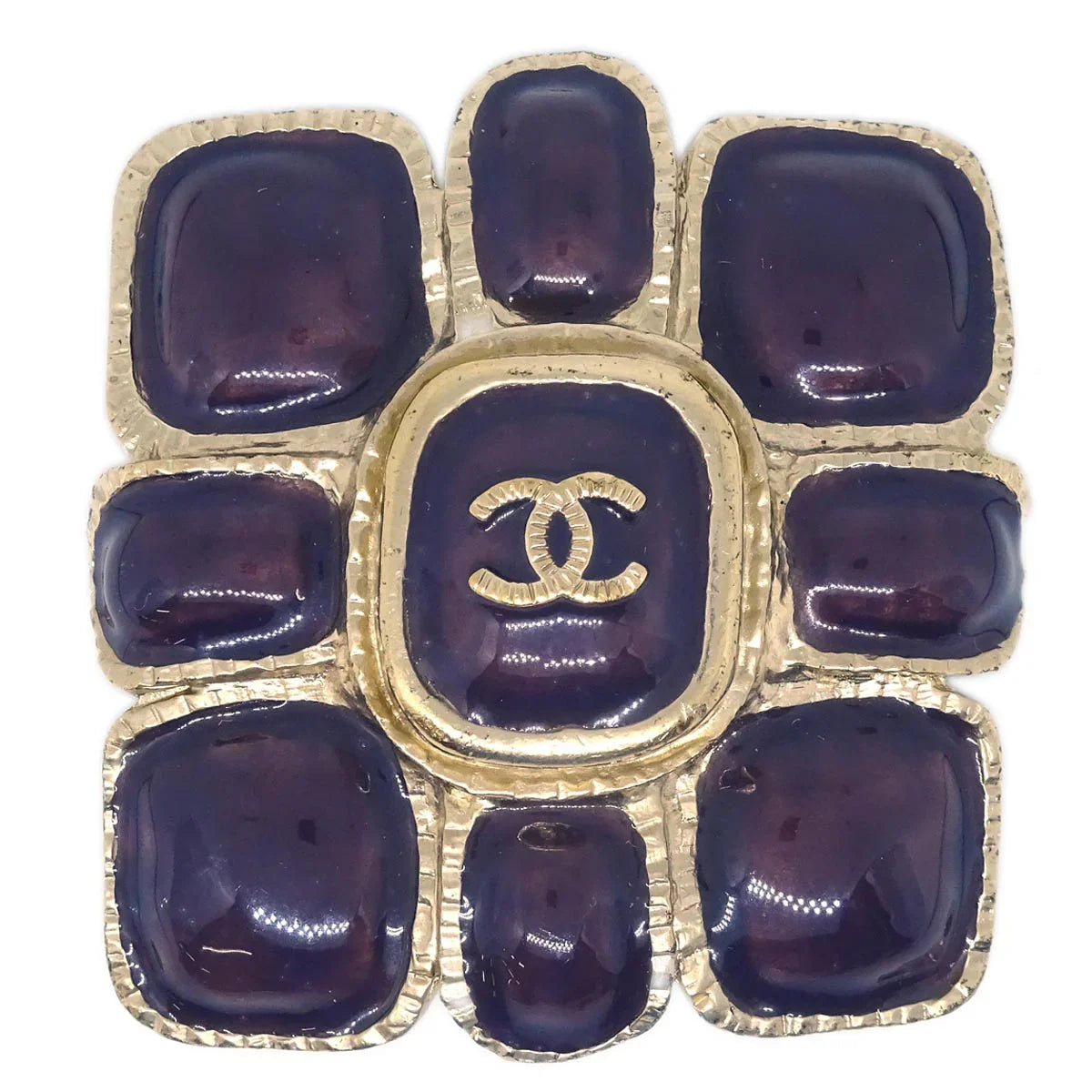 Chanel Gripoix Brooch Pin Gold Purple 08A
