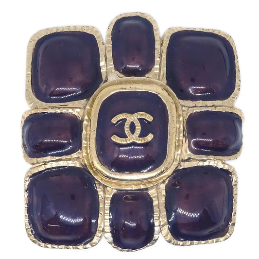 Chanel Gripoix Brooch Pin Gold Purple 08A