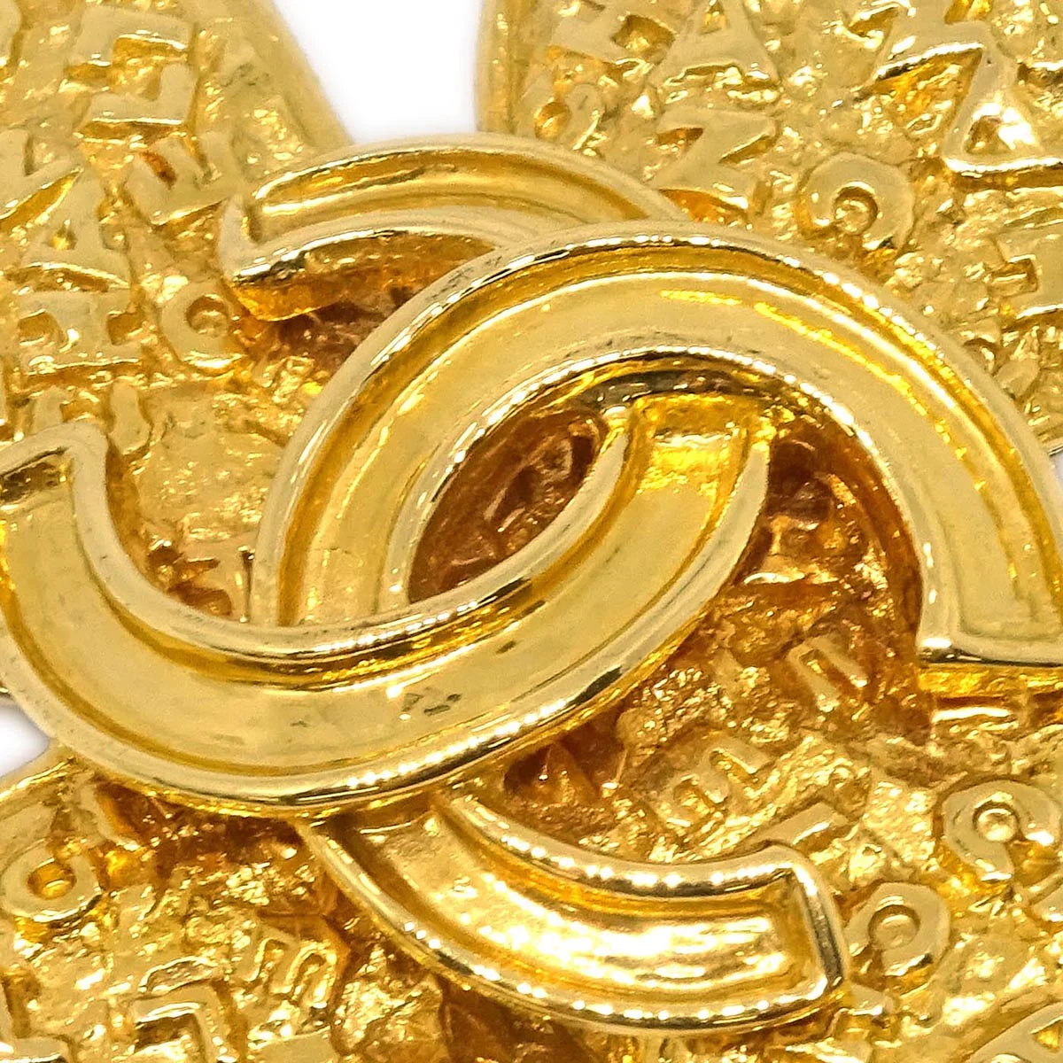 Chanel Clover Brooch Pin Gold 95A