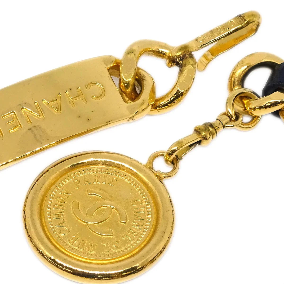 Chanel Medallion Chain Belt Black Gold
