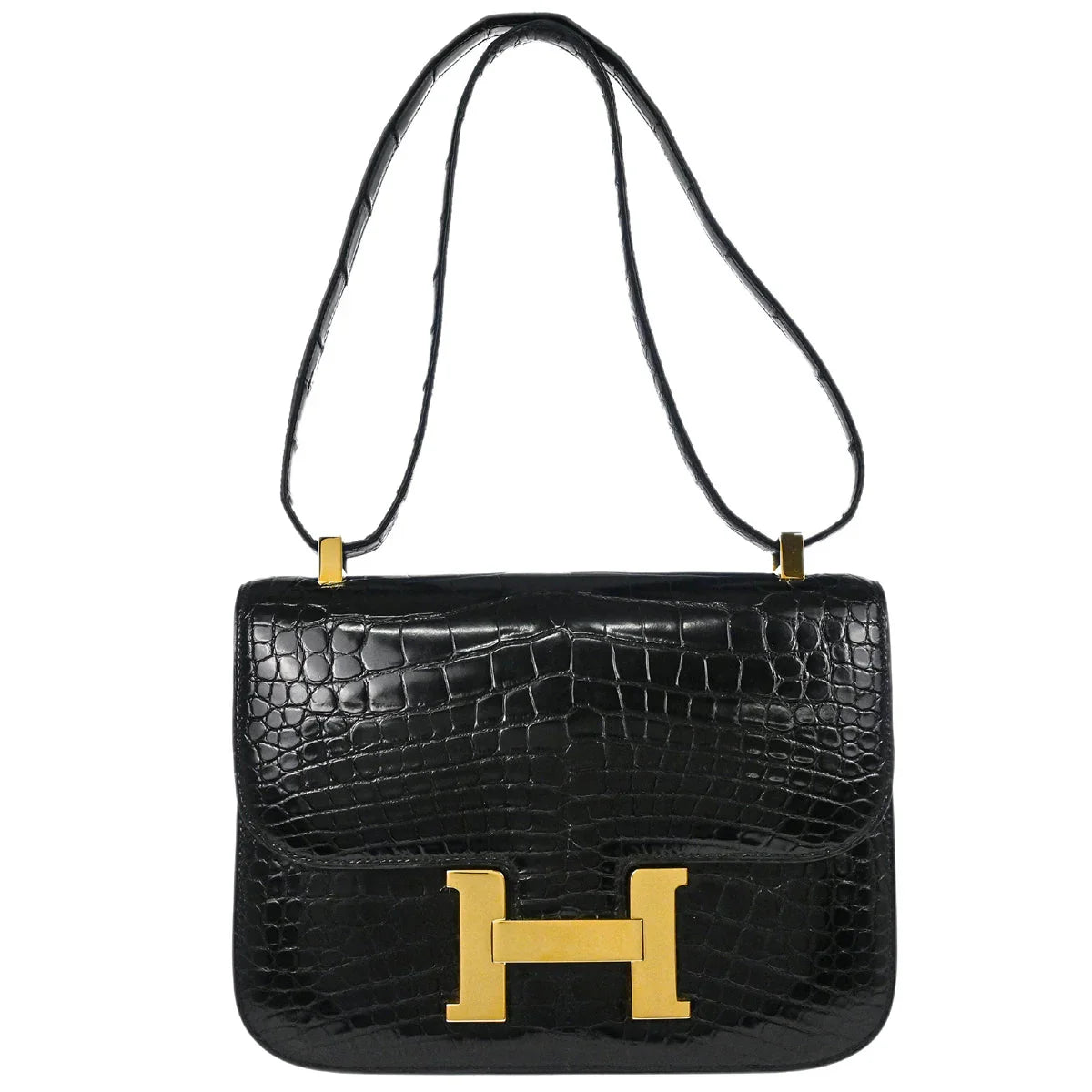 Hermes 1996 * Black Alligator Constance 23 Shoulder Bag