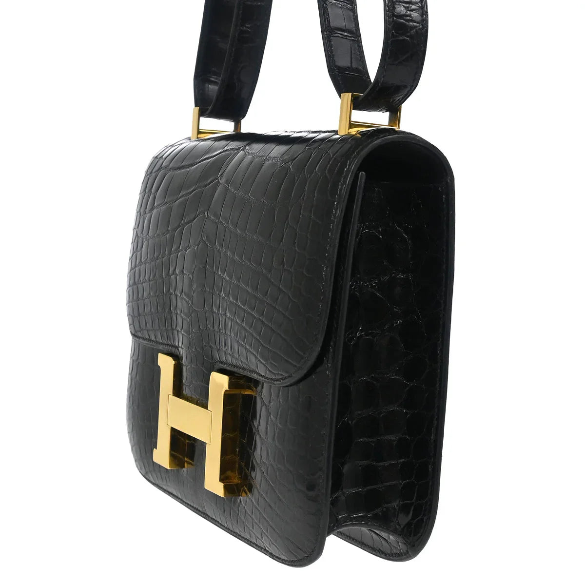 Hermes 1996 * Black Alligator Constance 23 Shoulder Bag