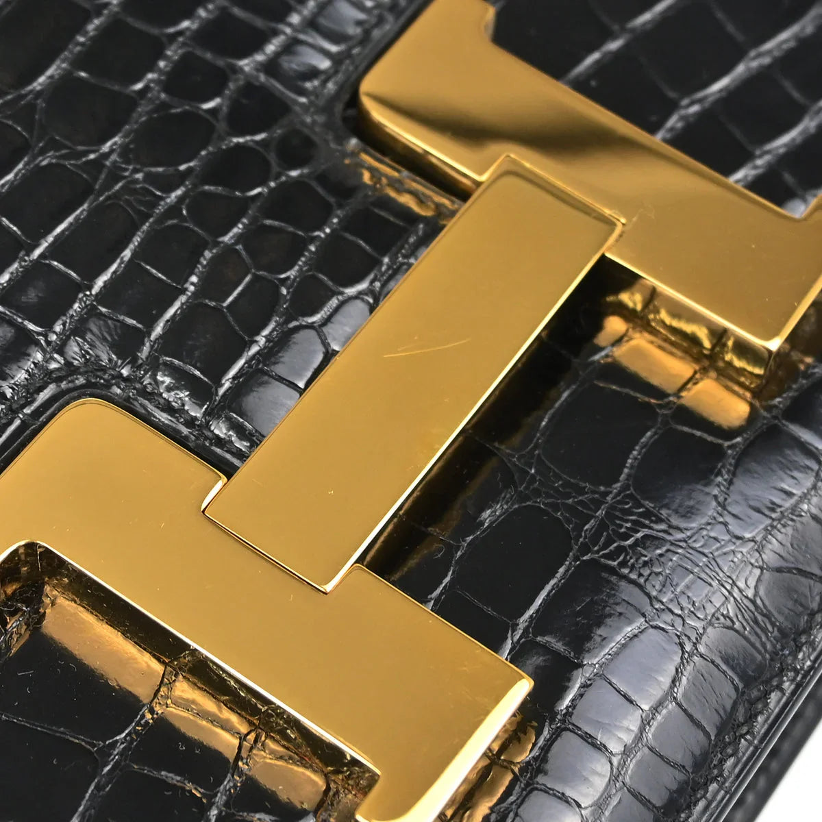 Hermes 1996 * Black Alligator Constance 23 Shoulder Bag