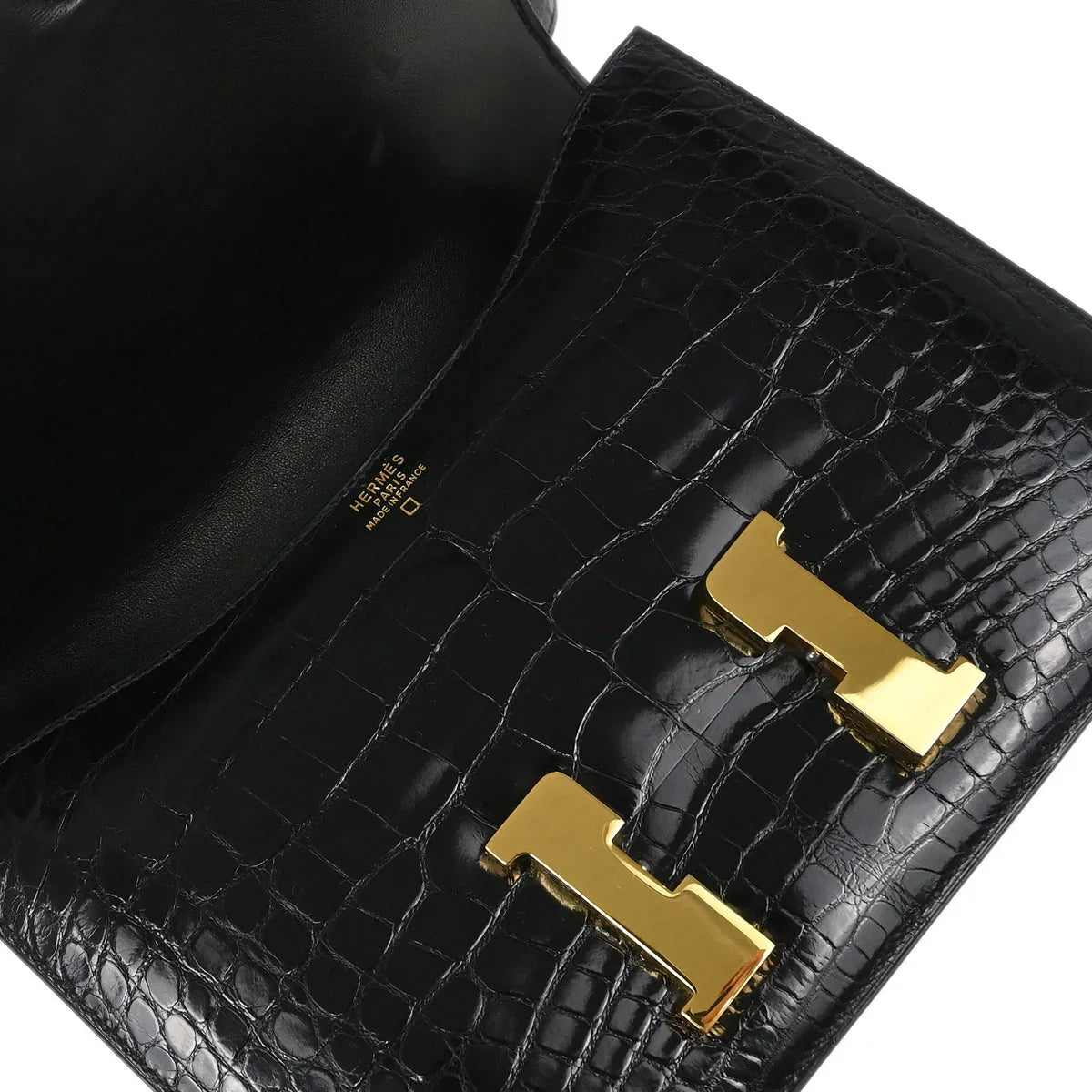 Hermes 1996 * Black Alligator Constance 23 Shoulder Bag