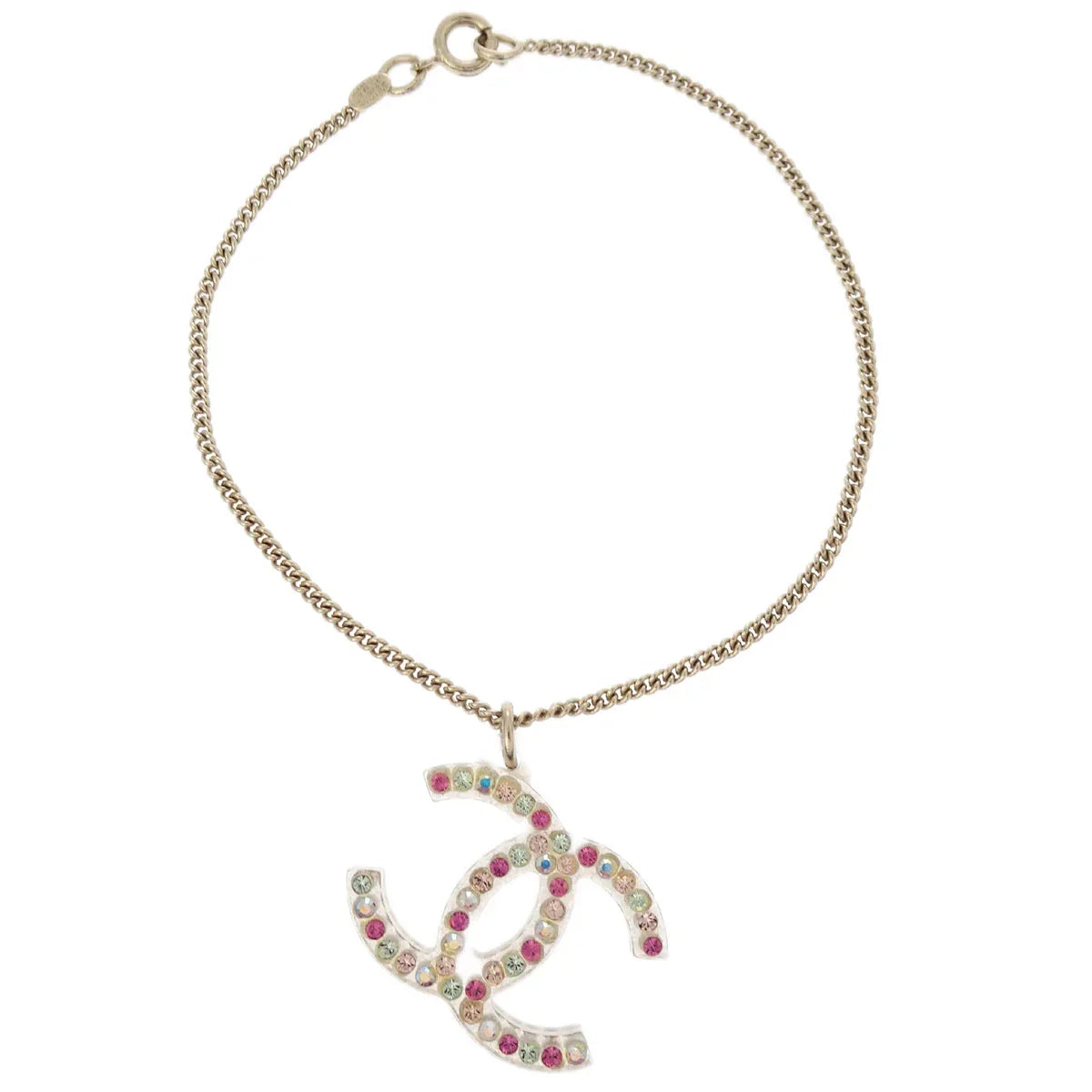 Chanel Gold Chain Bracelet Rhinestone 04A