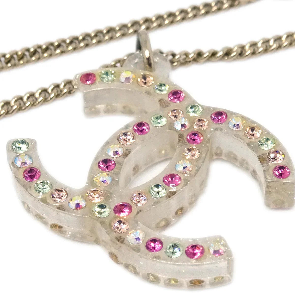 Chanel Gold Chain Bracelet Rhinestone 04A