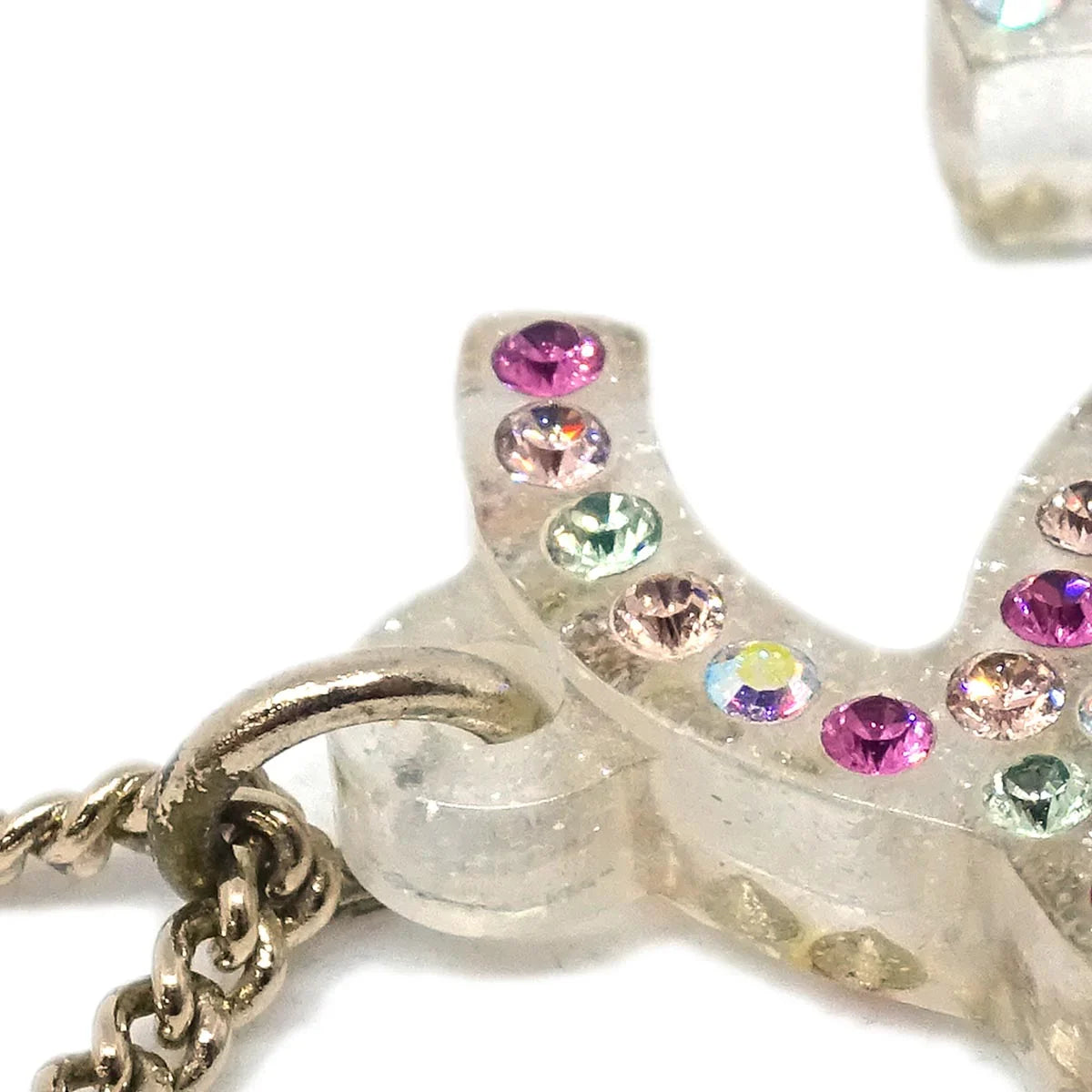Chanel Gold Chain Bracelet Rhinestone 04A