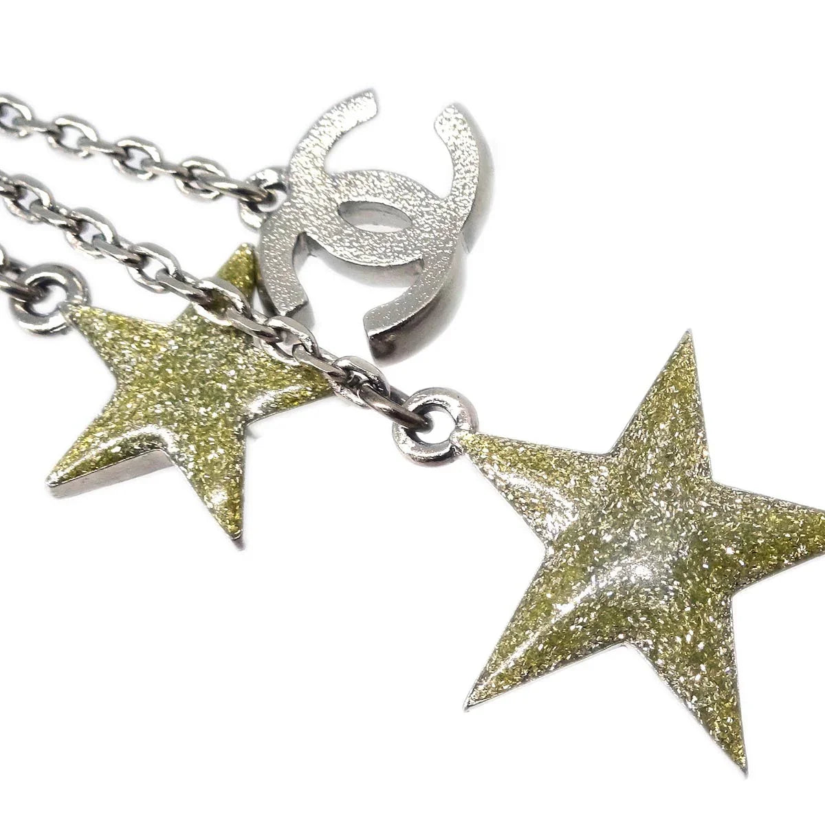 Chanel Chain Necklace Pendant Rhinestone Silver 08P