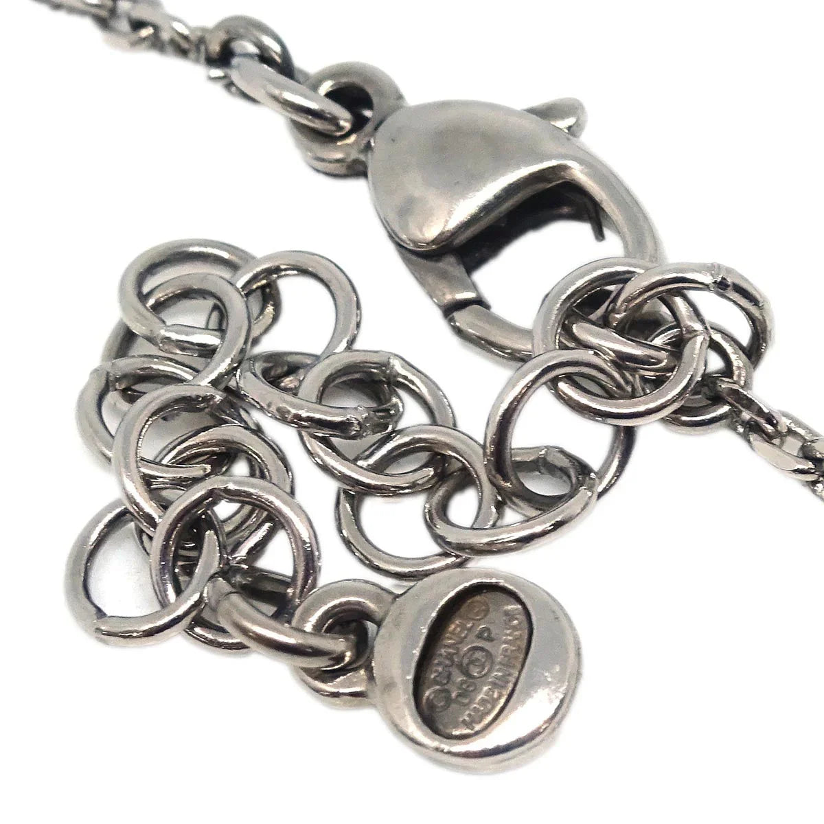 Chanel Chain Necklace Pendant Rhinestone Silver 08P