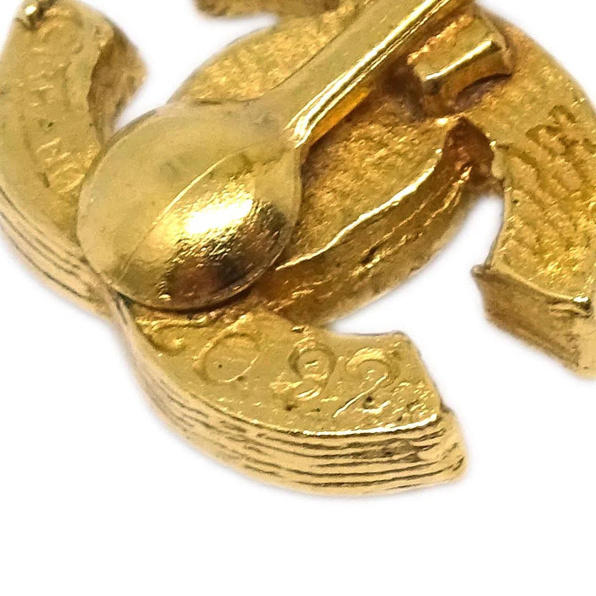 Chanel Gold CC Earrings Clip-On Rhinestone